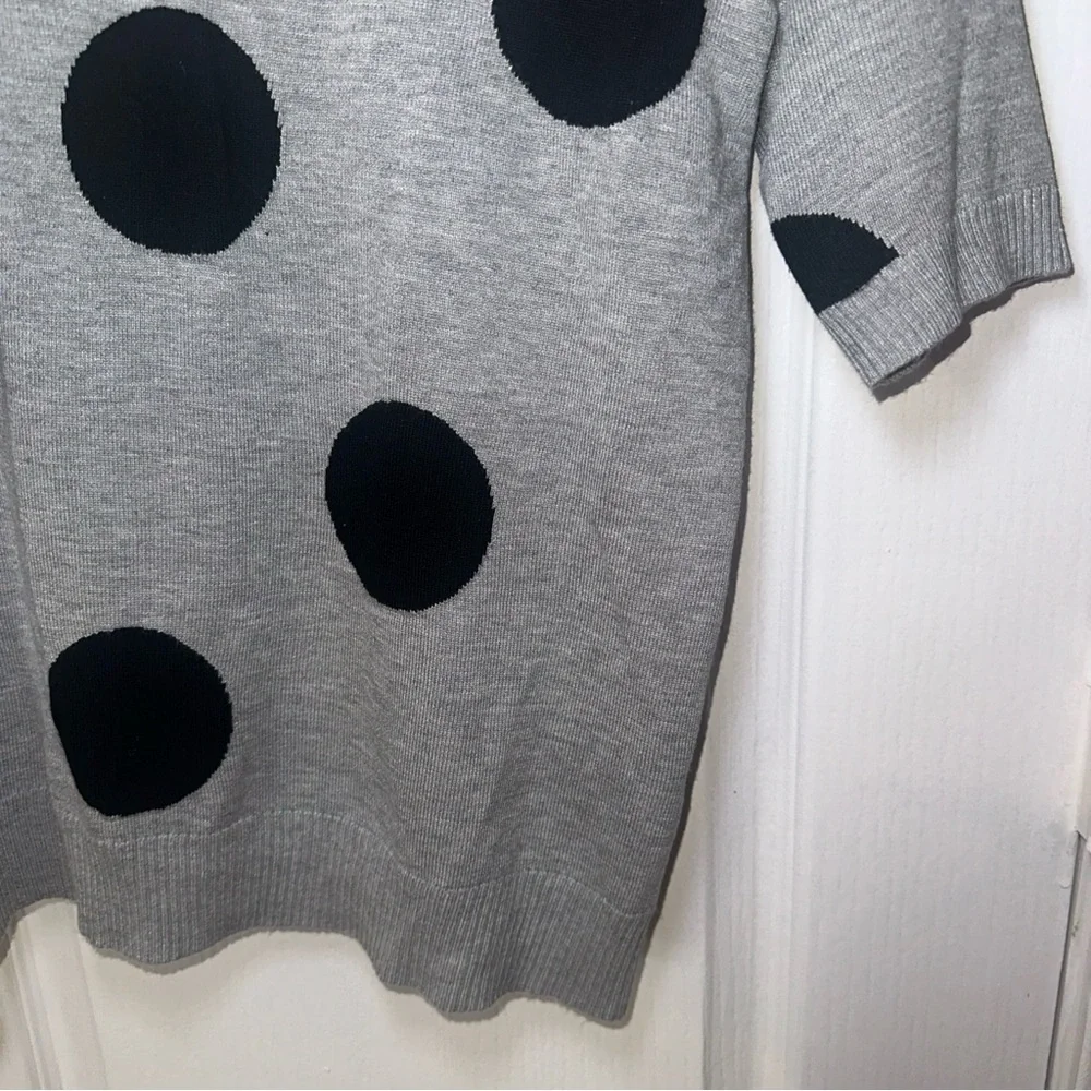 philosophy Women’s Grey With Black Polk Dots Sweater Size Small Rayon‎ And Nylon